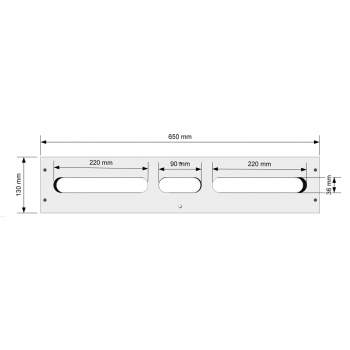 Preview: Montagerahmen / Montageplatte für Fliesenrandarmatur Preview: Technische Zeichnung der Armaturen-Trägerplatte aus Kunststoff