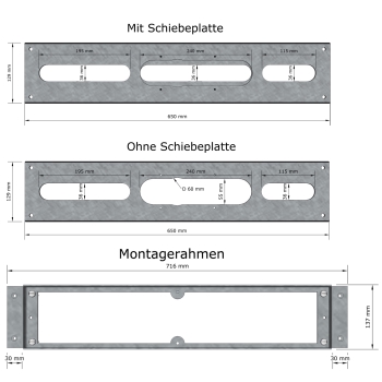 Detailansicht Montagerahmen für Wannenrandarmaturen – technische Darstellung