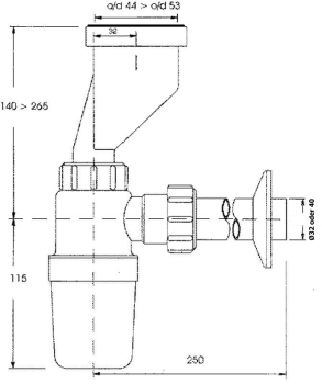 Urinalsifon mit Versatz Abgang Ø32/40 mm
