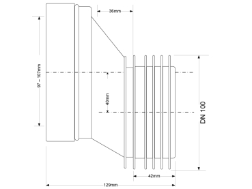 WC Anschluss 40 mm Versatz  Ø110 / DN 100  L=120