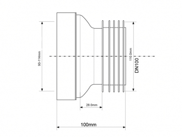 WC Anschlussstück DN100, L= 100 mm