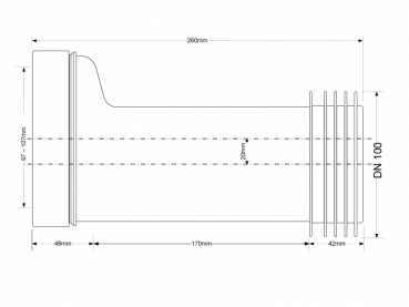 Preview: WC Anschluss Versatz 20 mm Ø100 / 110, DN100  L=260