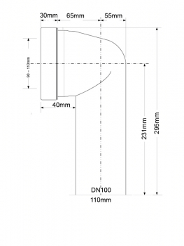 WC Anschlussbogen Ø110 / DN100, L=260 mm