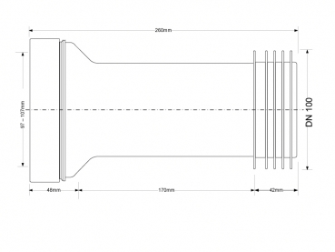 Hänge WC Anschluss  Ø90 / 110, DN100  L=260
