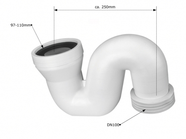 WC Anschluss / Siphon Ø110, DN100 mit Lamelle