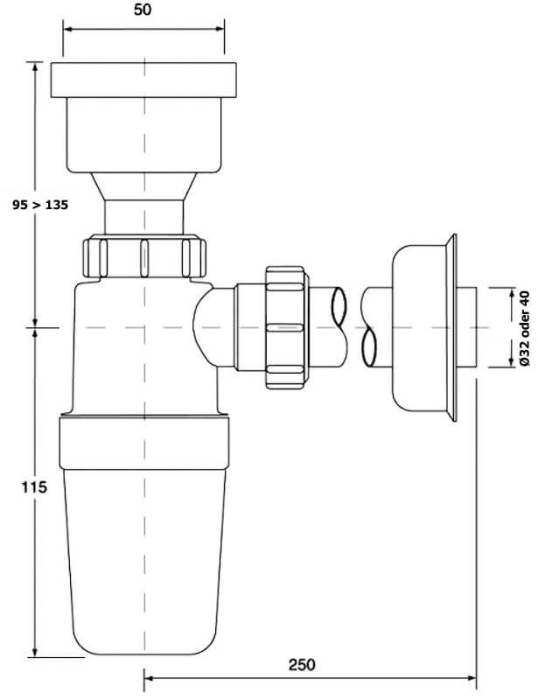 Urinalsiphon Skizze