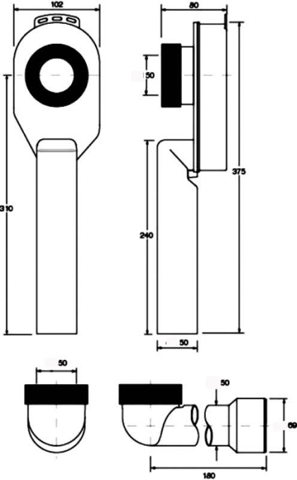 Urinal Siphon Ablauf Vertikal