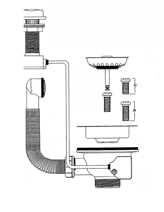 Spülenventil m. Bowdenzug und Überlauf Ø114mm