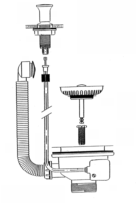 Spülenventil m. Bowdenzug und Überlauf Ø114mm, 6/4", Druck-Zug-Funktion