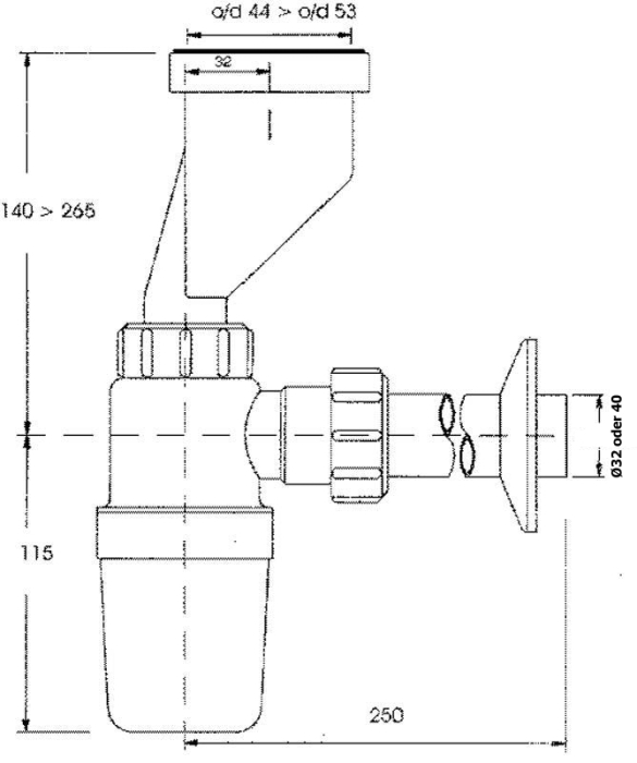 Urinalsifon mit Versatz Abgang Ø32/40 mm